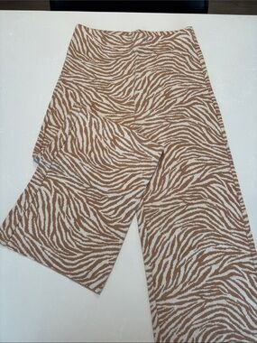 Zebra-Print Knit Pants - Beige/White